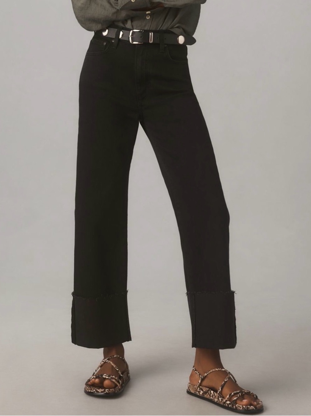 NWT Anthropologie Black Wide-Leg Crop Jeans  Size 26